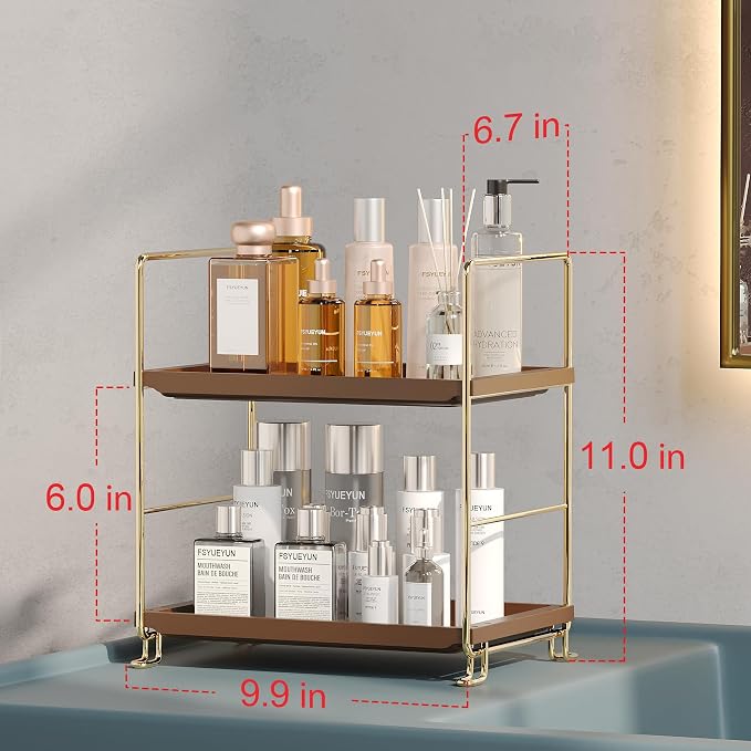 FSyueyun 2-Tier Bathroom Countertop Organizer, Makeup Organizer for Vanity - Image 2