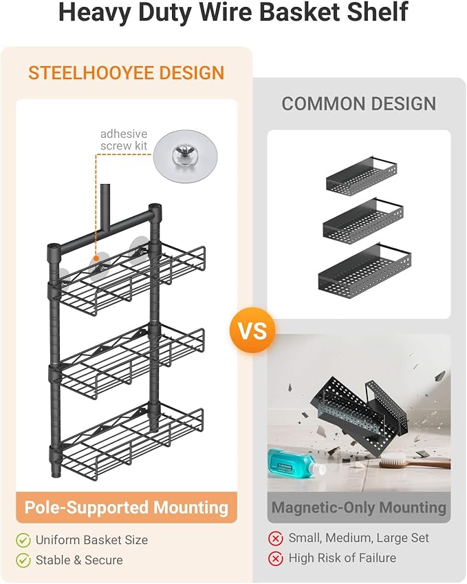 Laundry Room Shelves - Over the Washer and Dryer Storage Shelf, Laundry Hanging Rod with Basket and Hanger Organizer for Laundry Room Organization - Image 3