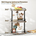 YATINEY 3-Tier Lazy Susan Organizer, Rotating Spice Rack, Spinning Organizer, Industrial Turntable Spice Rack Organizer for Cabinet, Kitchen Countertop, Greige and Black SR23BG - Image 2