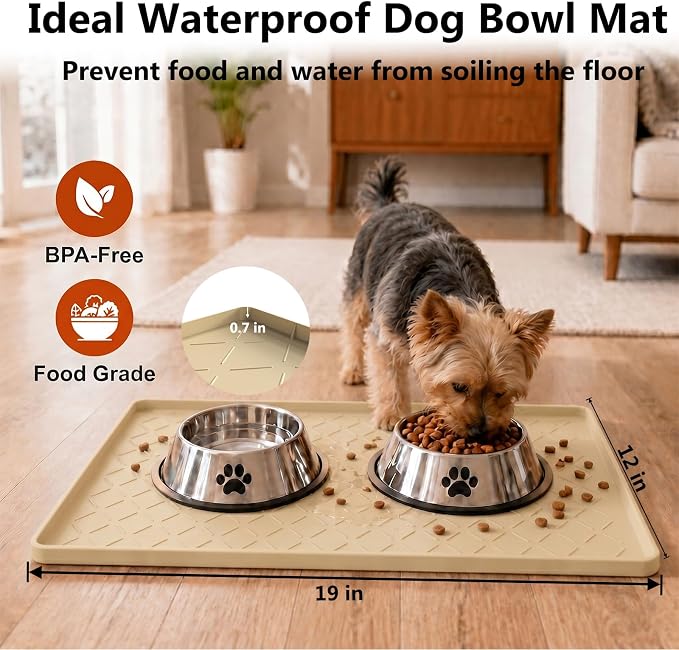 MateeyLife Silicone Waterproof Mat for Dog & Cat Food Mat 19"X12" - Image 3