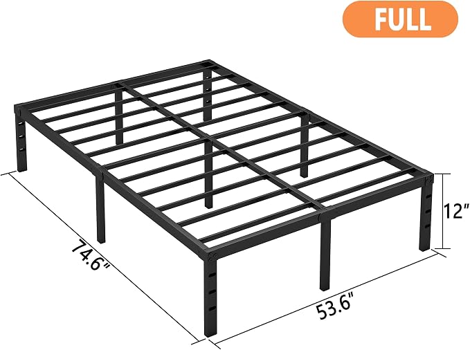 Hafenpo 12 Inch Full Bed Frame, Under Bed Storage, Black - Image 3