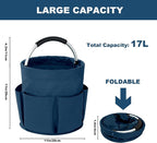 Cleaning Caddy with Handle, 17L Foldable Cleaning Supplies Organizer, Portable Storage Basket, Cleaning Supply Caddy, Multifunctional Cleaning Bucket Bag for Garden, Home, Kitchen (Blue) - Image 4