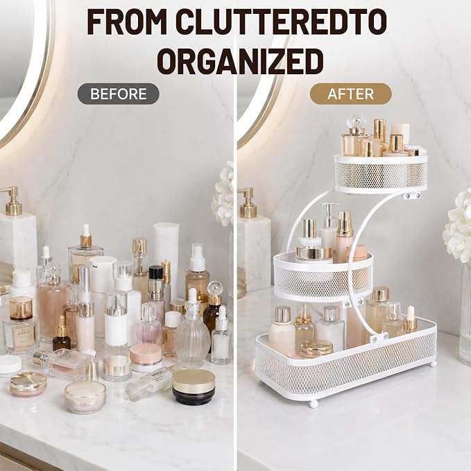3 Tier Bathroom Counter Organizer-Metal Makeup Organizer for Vanity - Image 6