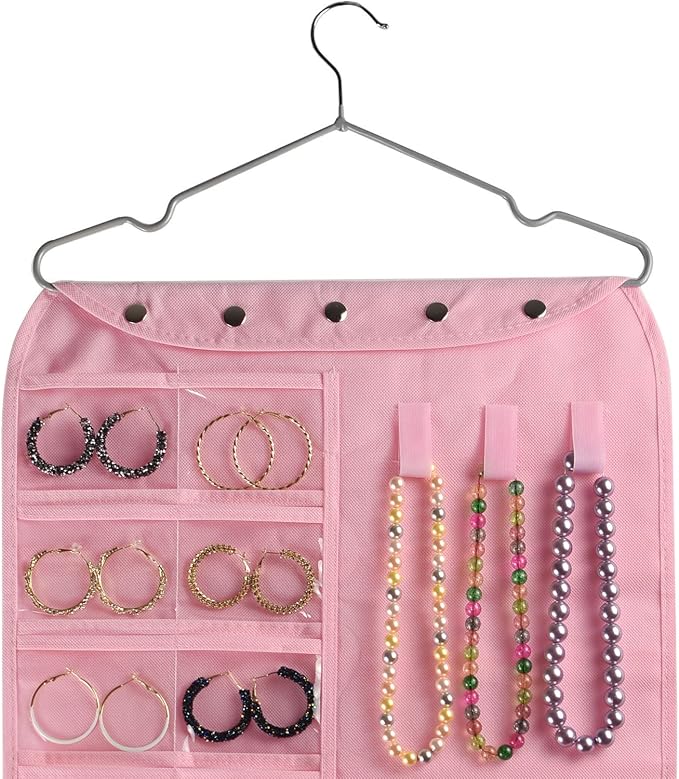 BB Brotrade Hanging Jewelry Organizer,Accessories Organizer,56 Pocket Organizer for Holding Jewelries (Pink-56 Pockets) - Image 2