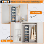 Hanging Closet Organizer 6-Shelf, Oxford Fabric Wardrobe Storage, Gray | Easy-mount foldable design holds clothes, handbags, shoes & accessories; washable Oxford fabric, sturdy and space-saving. - Image 5