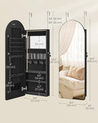 SONGMICS Wide Jewelry Organizer, Wall/Door Mounted, LED Cabinet, Lockable - Image 5