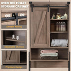 Over Toilet Storage Cabinet with Barn Door & Adjustable Shelves - Image 9