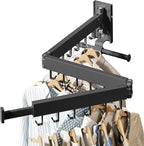 HEILAIYI Wall Mounted Clothes Hanger,Clothes Drying Rack,Laundry Drying Rack,Clothes Rack Wall Mount,Drying Rack Clothing,Laundry Rack,Folding,Retractable,Collapsible,can Fold Upward & Left & Right - Image 4