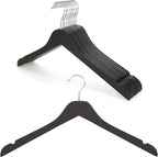 TOPIA HANGER Black Wooden Hangers, 0.28-inch Slim Wood Clothes Hanger with Flat Design and Smooth Notches, Lightweight Space Saving Hangers for Shirt, Coat, Camisole, 10 Pack-Matte Black, CT29B by TOPIAHANGER