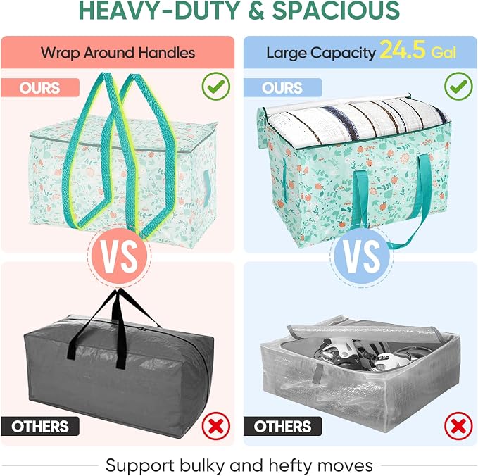 BALEINE 2-Pack Oversized Moving Bags with Reinforced Handles, Heavy-Duty Storage Tote for Clothes, Moving Supplies (Spring Stroll, 2-Pack) - Image 4
