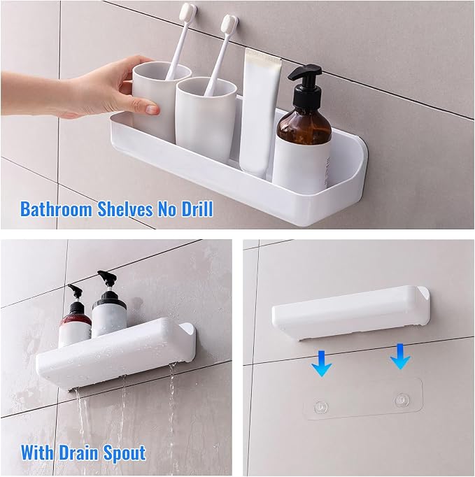 Diesisa Acrylic Wall Mount Organizer, Adhesive Shelves,2Pc Bathroom Shelves - Image 5