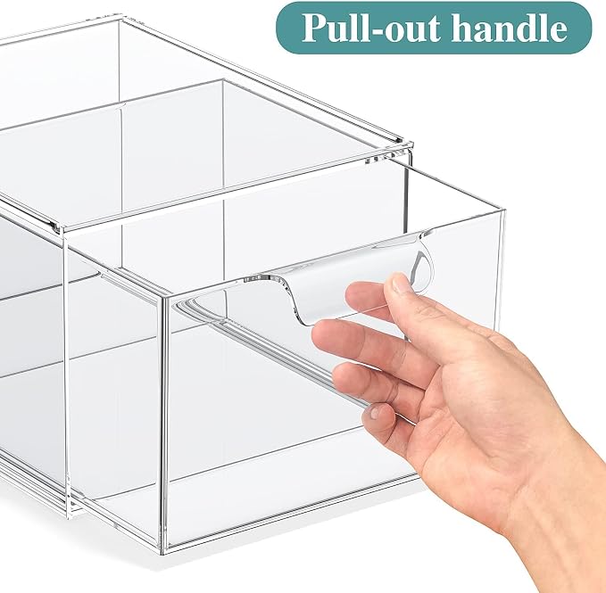 4 Pack Stackable Acrylic Makeup Organizer, Clear Storage Drawers - Image 4