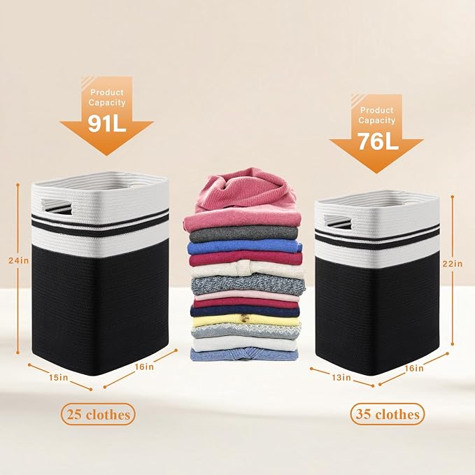 OIAHOMY 91L Laundry Hamper, XXXLarge Collapsible Laundry Basket Black - Image 3
