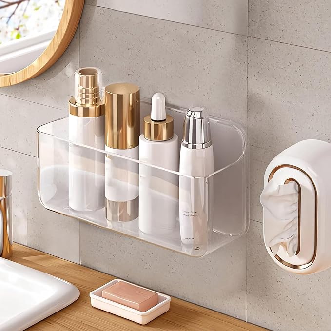 Diesisa Wall Mount Organizer, Large Adhesive Wall Self - Bathroom Shelf by Home