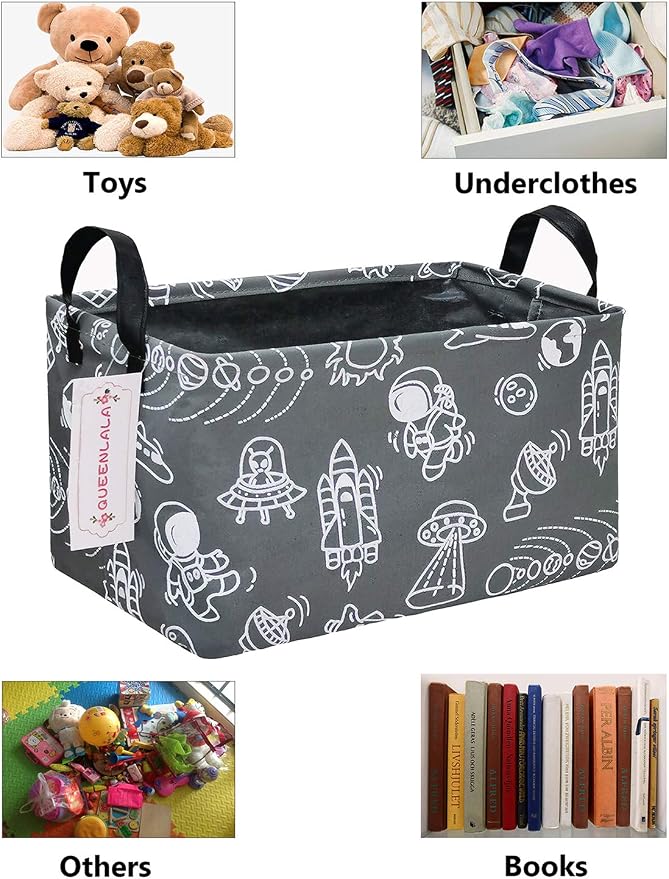 Rectangular Collapsible Laundry Basket with Side Handles, Space exploration - Image 3