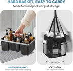 BYUNER Plastic Shower Caddy Dorm: Portable Cleaning & Shower Caddy with Handle, 4 Divided Compartments, All-Side Drainage, Rigid Plastic Basket Tote for College Dorm & Bathroom Use, Black/Silver - Image 9