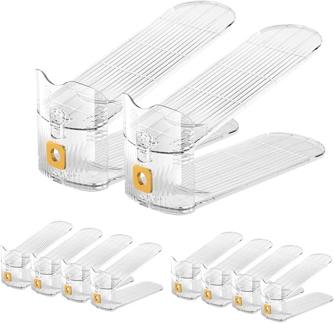 CiBiZi Shoe Slots Organizers 10Pack Shoe Stacker Adjustable Space Saver 50% Shoe Rack Holder Oraganizers for Closet Cabinet Storage Clear by CiBiZiUS