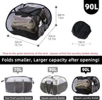 Collapsible Laundry Basket, 90L Mesh Pop-up Hamper with Handles - Image 2
