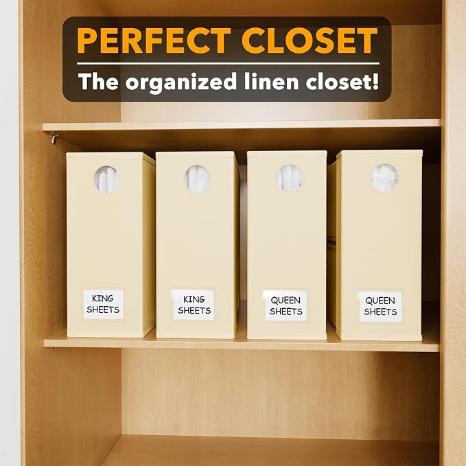 SpaceAid 4 Pack Bed Sheet Organizers and Storage, Foldable Sheet Organizer for Linen Closet, Sheets Set Folder Keeper with Window XL (Queen & King Size) Organizing Bedding Container, Beige - Image 5