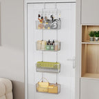 HapiRm Over The Door Organizer - Hanging Door Organizer with 4 Metal Large Capacity Baskets and Adjustable Coat Hook for Bathroom Bedroom Kitchen Pantry Closet Cabinet - Image 7
