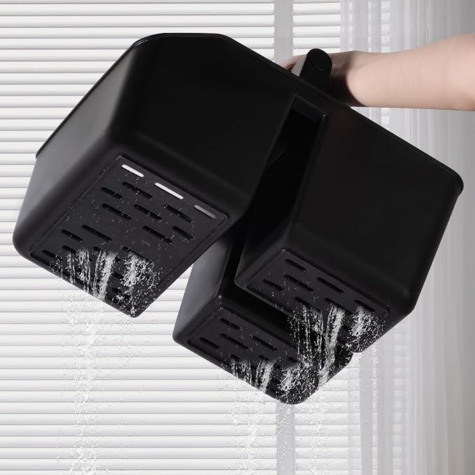 rejomiik Plastic Shower Caddy, Portable Basket with Bamboo Handle, Black - Image 4