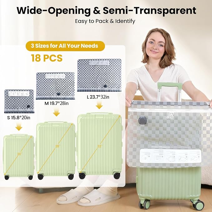 18 Pack Vacuum Storage Bags for Travel with Pump,Space Saver for Clothes - Image 8