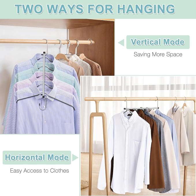 5 Tier Space Saving Shirt Hanger Non Slip Multi Blouse Hanger 2Pcs - Image 4