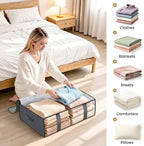 StorageRight Under Bed Storage Bags, 8 Pack, 40L, Gray | Breathable Non-Woven Fabric with a Clear Window and Zippered Top for Clothes, Comforters, Blankets and Seasonal Storage - Image 7