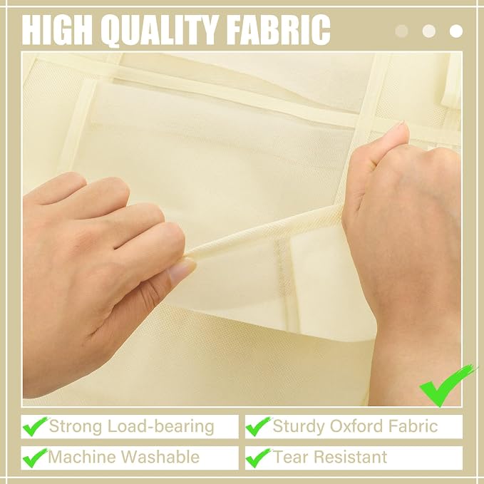 Windyun 1 Pcs 40 Pocket Over the Door Shoe Organizer Hang,Beige - Image 6
