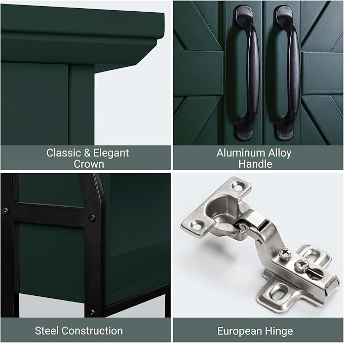 Over The Toilet Storage Cabinet, Over Toilet Bathroom Organizer with Barn Doors Above Toilet Storage Cabinet Spacesaver Behind Toilet Bathroom Organizer (Forest Green) - Image 3