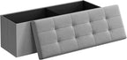 SONGMICS 43.3 Inches Folding Storage Ottoman Bench, Load 660 lb | Ottoman Foot Rest, Storage Chest, for Living Room, Entryway, Dove Gray and Ink Black, MINOTA Collection ULSF77G by Unknown