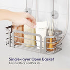 SWTYMIKI Shower Caddy Hanging Organizer - Over the Door Shower Caddy with 6 Hooks, 2 Installation Ways, Stainless Steel Rustproof Bathroom Organizer, Sand Nickel - Image 4