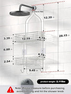 SMARTAKE Hanging Shower Head Caddy, Shower Shelf Organizer, Silver - Image 3