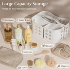 Portable Shower Caddy with Handle, Large Capacity Shower Basket Organizer, Quick-Drain Bathroom Storage Tote, Durable Plastic Shower Organizer for College Dorm, Beach, Gym, Travel Essentials, White - Image 4