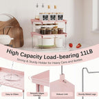 STARLATTA 2 Pcs Cabinet Organizer Shelf，Stackable Kitchen Counter Shelves, Spice Rack,Countertop Organizers，Pink Plastic Storage Shelves Rack for Makeup，Bathroom, Cupboard，Desk，Pantry Organization - Image 5