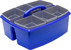 Storex Large Classroom Caddy with Cups, 13 x 11 x 6.575 Inches, Blue, Case of 2 (00985U02C) - Image 3