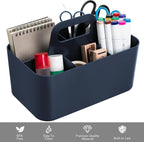 Tiawudi Multipurpose Caddy Organizer, Plastic Caddy with Handle, Stackable Desk Organizer for Stationery, Marker and Pencil, Office Supplies Organizer, Dorm Caddy - Image 3