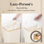 Foluck Large Laundry Hamper, 75L Waterproof Laundry Basket with Lid and Removable Bag, Collapsible Tall Clothes Hamper with Bamboo Handles for Clothes Toys in Dorm Bedroom Bathroom, Beige, ZYL201-W - Image 3