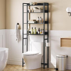 MAHANCRIS Over The Toilet Storage Rack, 4 Tier Bathroom Organizer Over Toilet, Freestanding Space Saver Toilet Stand with 2 Hooks, Bathroom Storage Shelf, Easy to Assemble, Black TSHB0401 by MAHANCRIS