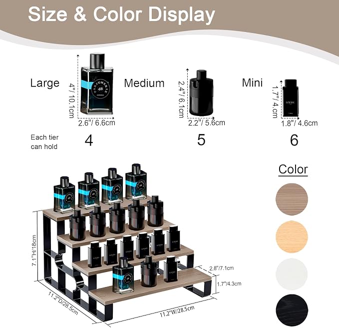 4Tier Wood Perfume Organizer, Cologne Makeup Stand - Image 4