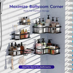 Youvip Corner Shower Caddy-No Drilling Shelves Wall Mounted, Black - Image 2