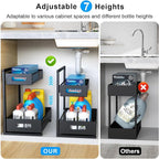 Petiza Under Sink Organizer Pull Out Cabinet Organizer Adjustable Height 2 Tier with Sliding Drawers Kitchen Bathroom Organizer and Storage(1pc) (Pack of 6) - Image 2