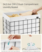 SONGMICS Laundry Hamper, Collapsible, 34.3 Gal. (130L) - Image 3
