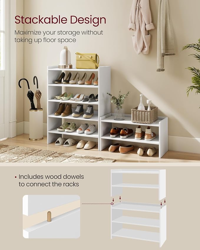 VASAGLE 3-Tier Shoe Rack for Closet, Stackable Shoe Organizer Shelf - Image 5