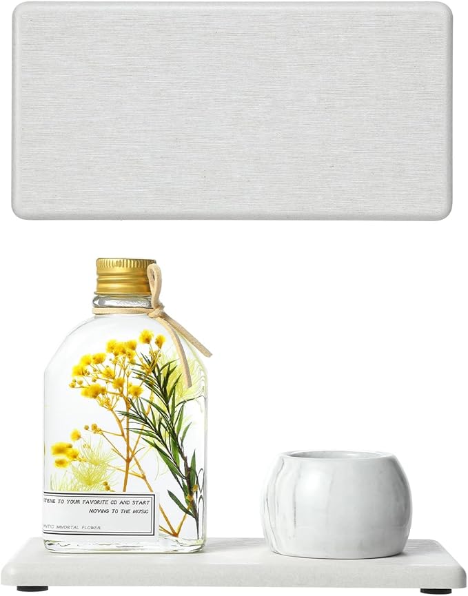 2PCS 7"x3.5" Water Absorbing Bathroom Sink Vanity Trays, Diatomite Stone Quick Drying Mat for Kitchen Counter, Dish Rack Dispenser Sponge Holder Caddy Organizer, Beige, 7"x3.5" by Razborci