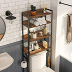 MAHANCRIS Over The Toilet Storage Rack, 4 Tier Bathroom Organizer Over Toilet, Freestanding Space Saver Toilet Stand with 2 Hooks, Bathroom Storage Shelf, Easy to Assemble, Rustic Brown TSHR0401Z - Image 4