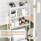 Simple Trending Over The Toilet Storage Rack with Toilet Paper Holder, Heavy Duty Metal 3 Tier Bathroom Organizer Shelf with 3 Hooks, White - Image 4