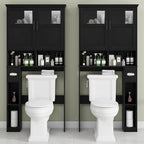Vabches Over The Toilet Storage Cabinet with Doors & Paper Holder, Black - Image 5