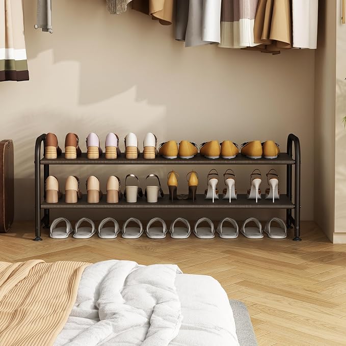 INGIORDAR 2 Tier Long Shoe Rack Organizer for Closet Metal Shoe Storage - Image 2