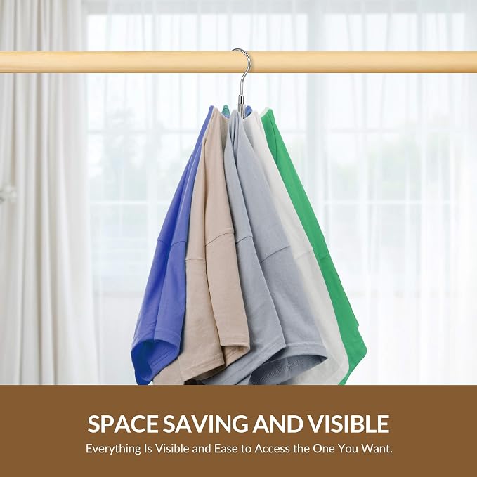 ZEDODIER Space Saving Hangers for Clothes,Rotatable Sturdy Shirt Hangers with 8 Hooks, Non Slip Multiple Shirt Organizer for T-Shirts Sweatshirts Hoodies, Silver - Image 4